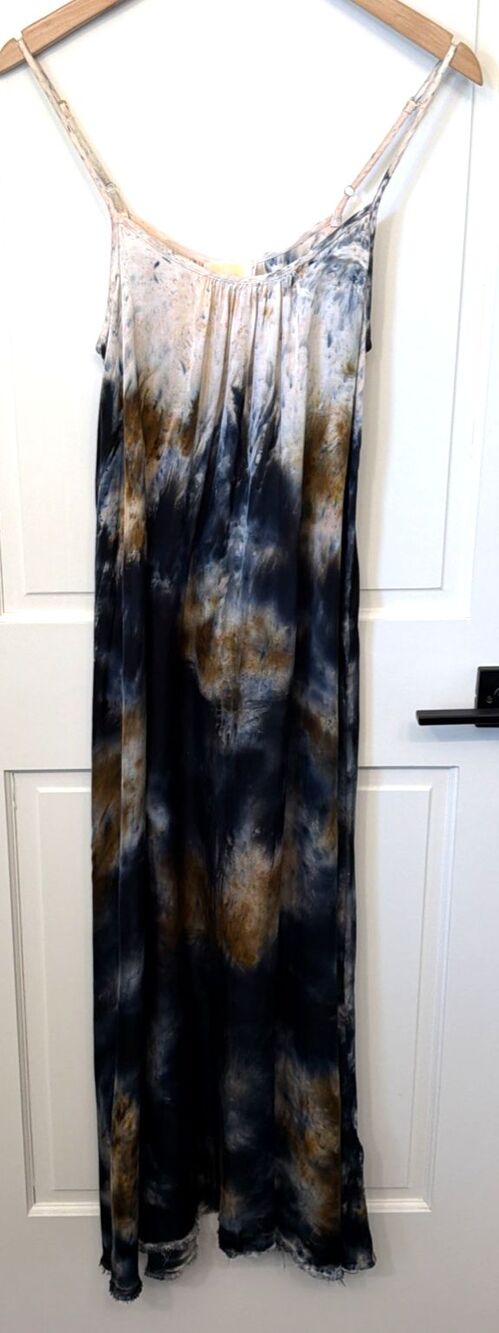 Anthropologie Nation Los Angeles Strappy Silky Dress Tie Dye S Boho Beach Resort